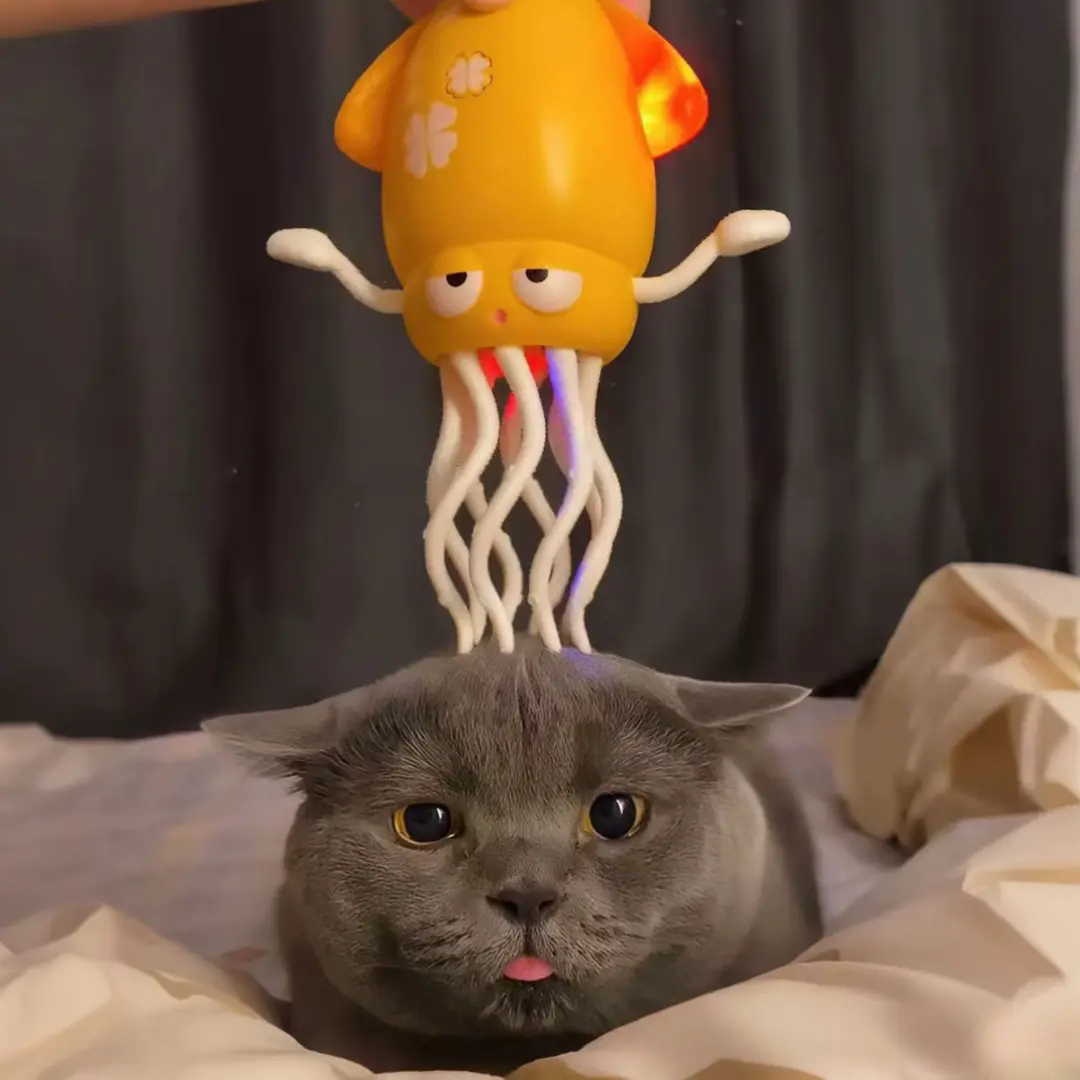 猫咪头部按摩器电动解压魔性跳舞章鱼玩具猫咪宠物用品