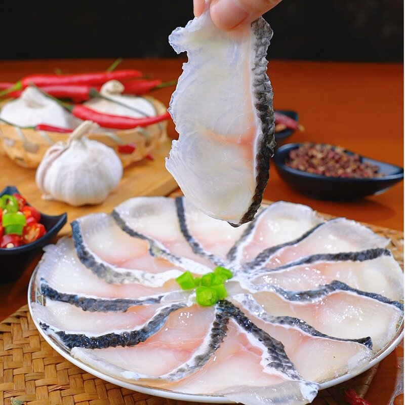 袋装免浆纯黑鱼片冷冻生鱼片片商用新鲜黑鱼肉250g聚餐火锅