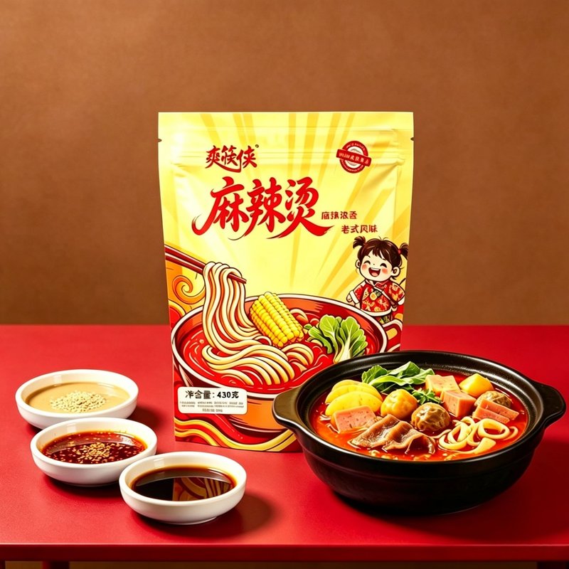 官方自营爽筷侠东北老式麻辣烫大碗红油黏糊喝汤版速食袋装440g
