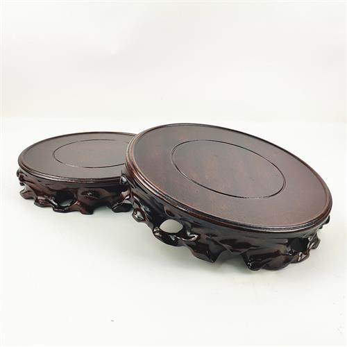 实木头根雕圆形底座仿红木摆件佛像茶壶花瓶鱼缸奇石头底座可挖槽