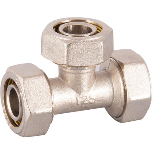 2025铝塑管接头电镀铜1英寸地暖管配水器小篮三通弯头直接配件