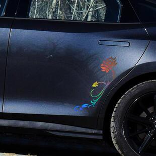 汽车装 贴 饰贴纸灯眉贴画莲花荷花引擎盖贴车头盖车身车门贴花个性