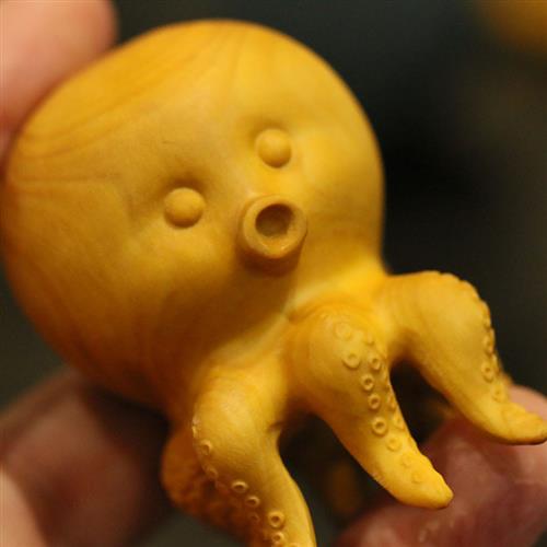 小叶黄杨木雕摆件茶宠盖置实木雕刻八爪鱼手把件八方来财小章鱼