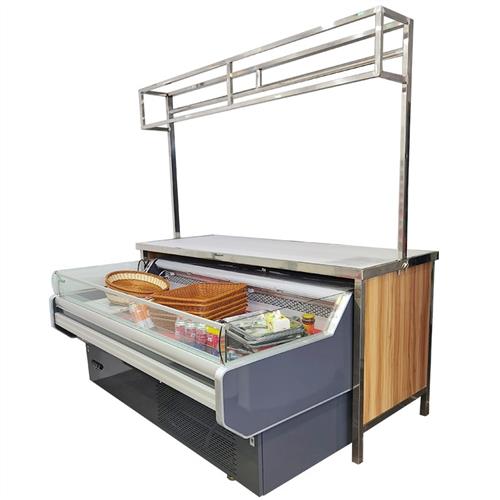 大妈款水果蔬菜货架展示架不锈钢生鲜超市蔬果架猪肉架收银柜台中