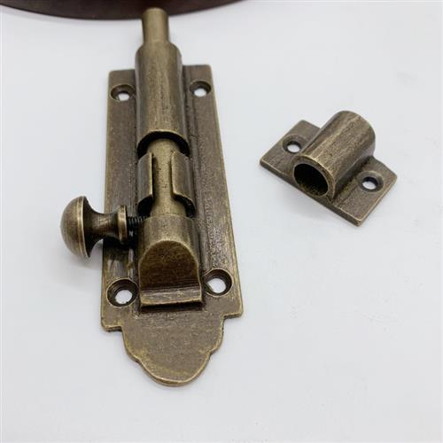 中式仿古纯铜门插销 加厚铜质天地栓 明装老式木门窗插销卫生间适