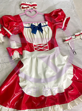 RG洛丽塔女仆装cos 可爱女佣二次元乳胶衣日系loilta连衣裙