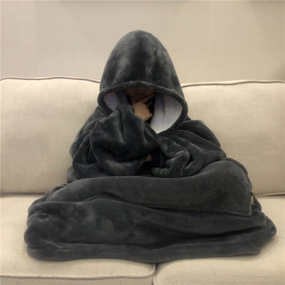 懒人毯斗篷可穿法兰绒冬季披风披肩毛毯连帽加厚长袖办公室午睡毯