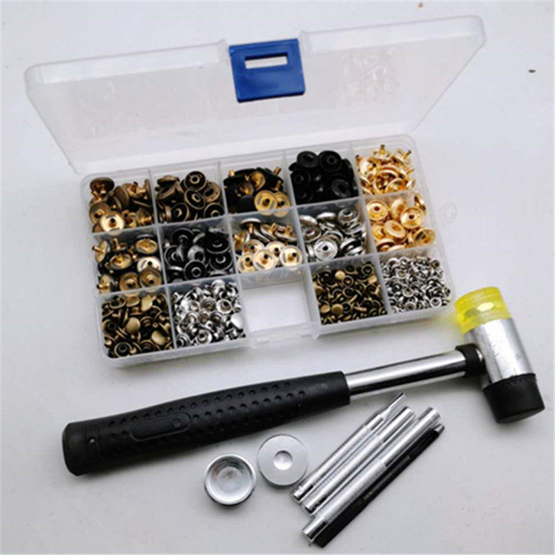 340套四合扣+铆钉含工具组合套装高档金属纽扣工具包暗扣撞钉包邮