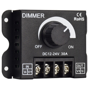 led调光器亮度调节控制DIMMER旋钮调压无极开关DC12V-24V 30A直流