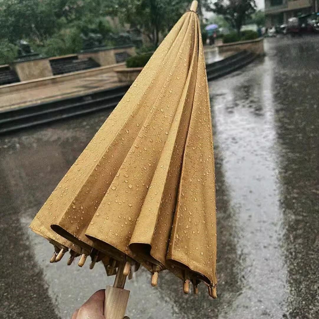 中国风实木长柄雨伞加大加厚加固晴雨两用新中式文艺创意男女学生