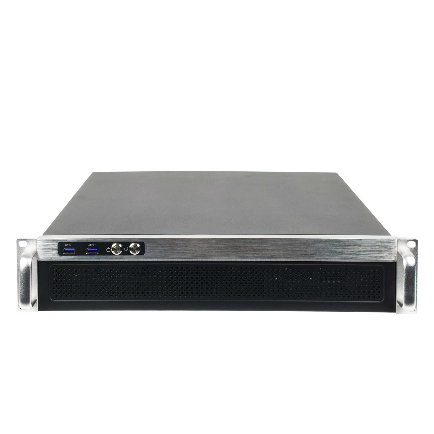 2u机箱480深铝面板atx主板冗余双电源横插全高卡机架式服务器主机