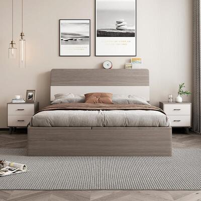 床现代简约小户型床榻榻米床主卧室1.8米北欧床收纳高箱体收纳床