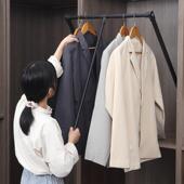 衣帽间衣柜下拉式 挂衣杆衣橱挂衣架拉杆自动升降伸缩衣通五金配件