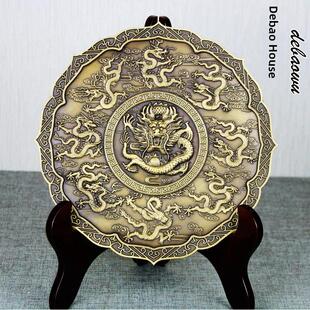 铜饰铜龙盘铜九龙仙瑞工艺九龙壁龙凤吉祥纯铜盘饰龙凤盘