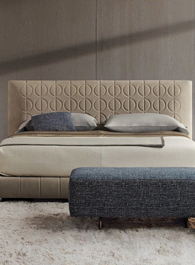 乔登意式极简主卧床现代简约高端双人婚床CURTIS布艺大床2米轻奢