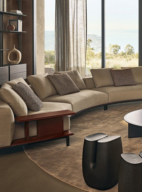 乔登意式轻奢布艺沙发老钱风极简弧形沙发别墅客厅异形沙发Brera