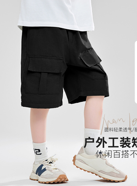 马克华菲男生儿童夏季薄款裤子五分裤运动休闲纯棉工装短裤jz