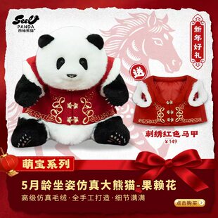 西柚熊猫5月龄花花仿真熊猫工厂发声款毛绒玩偶公仔情人新年礼物