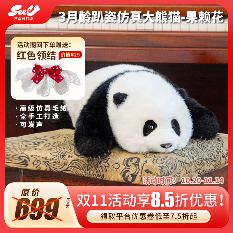 西柚熊猫毛绒玩具仿真熊猫公仔