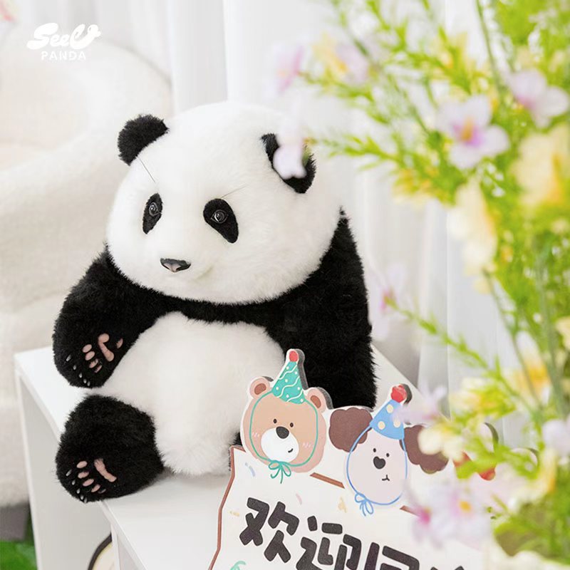 西柚熊猫护花可爱仿真熊猫玩偶