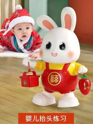 婴幼儿跳舞小福兔抬头练习玩具训练新生宝宝0一1到二半岁6六3个月