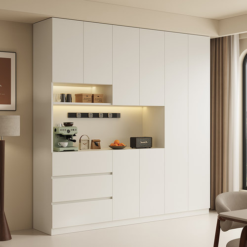 实木餐边柜靠墙一体储物柜