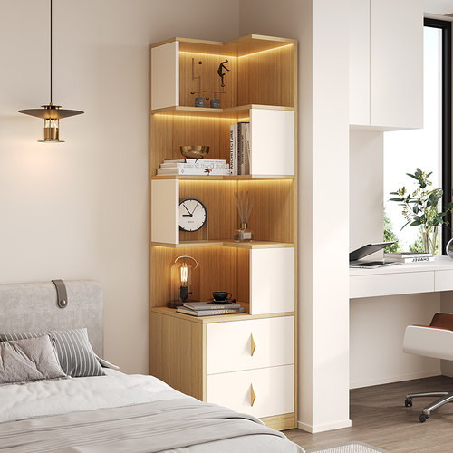 君尚木语实木床头书架书柜置物柜