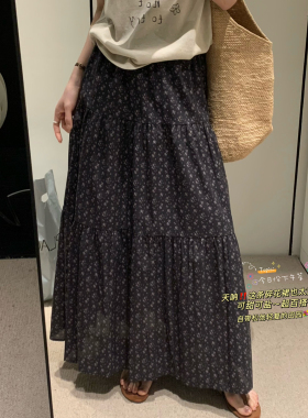 云朵上新韩系清新小碎花自带小复古感百搭松紧腰半身裙G2601TTJ