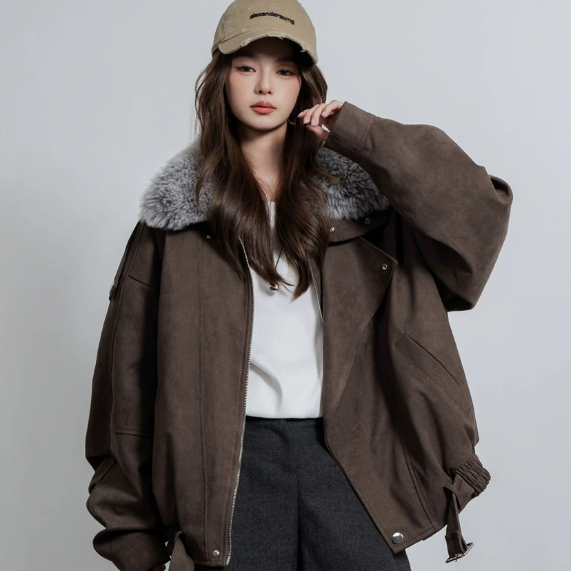 云朵毛领保暖羽绒服外套(配可拆卸绵羊毛毛领)YS1-5505