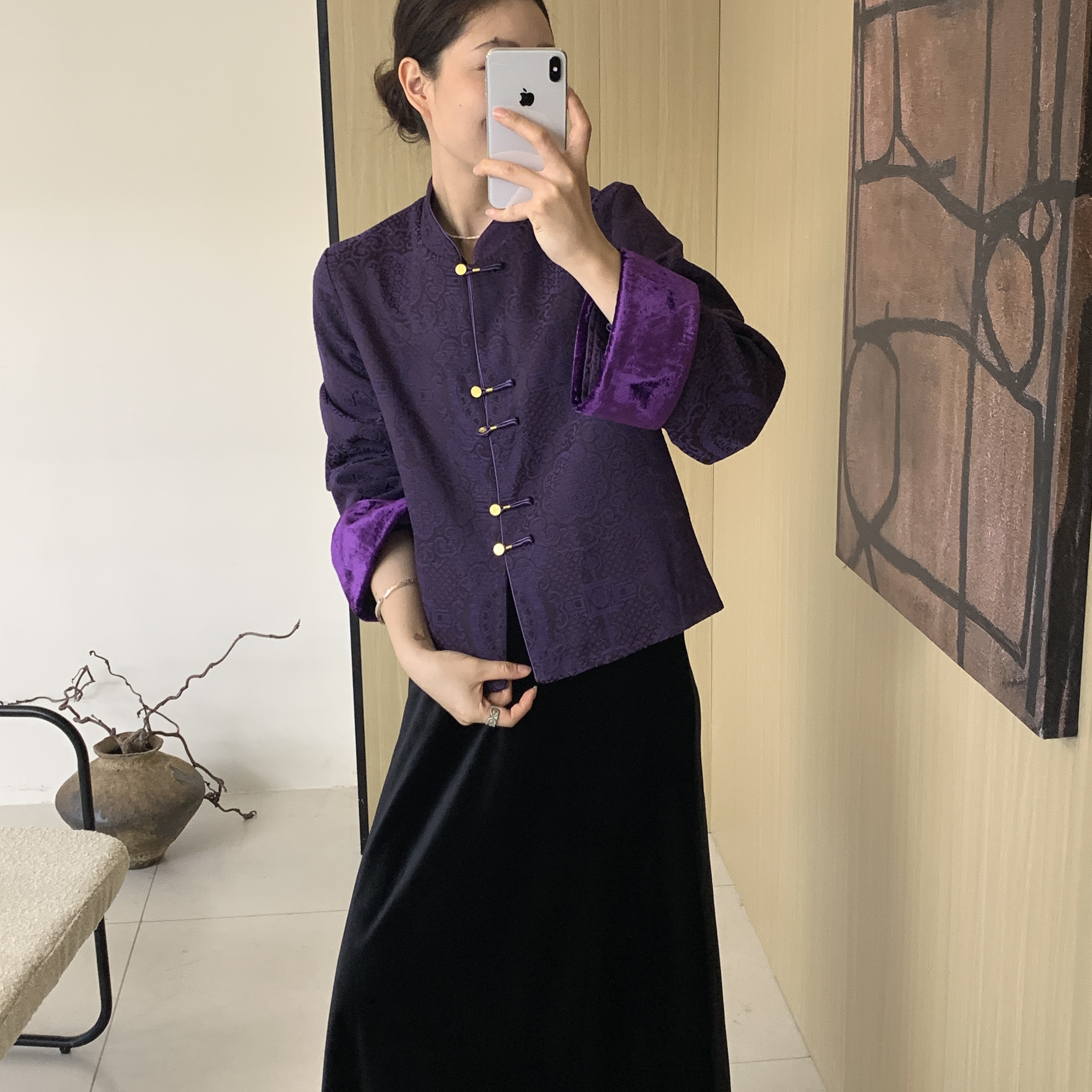 云朵国风新中式新中式微胖宽松大码女装短外套（含20真丝）8711