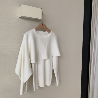 云朵小众设计氛围感羊绒加羊毛针织毛衣+披肩套装(配腰带)SG26020