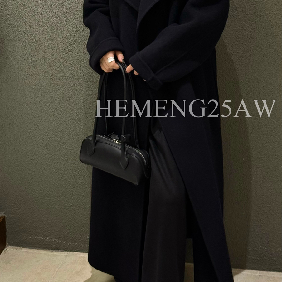 云朵新极简气质立领长款羊毛外套(配腰带)（含90.7绵羊毛）HM669