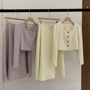 云朵设计尚小女人千金气质风高雅淑女短外套 WX132 A字半身裙套装