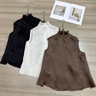 G322 云云朵感与浪漫拉满利落立领垂顺质感真丝欧根纱背心YS390