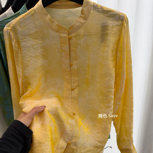 含100真丝 云朵设计年春款 宽松国风小衫 立领薄款 CXyf099 新中式