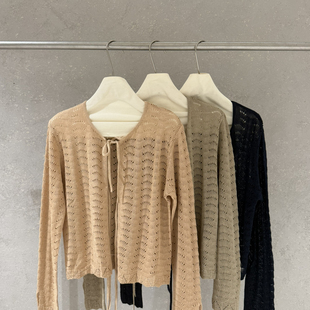 云朵和纸纱浪花镂空系带度假风27.2和纸纱29莱赛尔针织开衫 ONL211