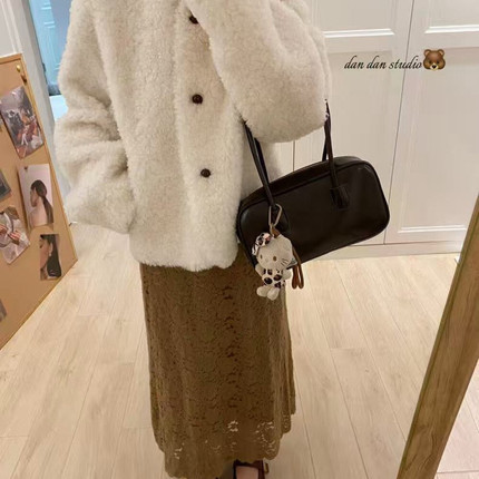 梨云朵冬上新韩系慵懒风立领宽松羊毛外套（含100羊毛）YS2-5566