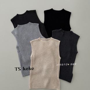 Cfl6821 羊毛 云朵家高品质设计感半高领6羊毛夏款 针织背心背心