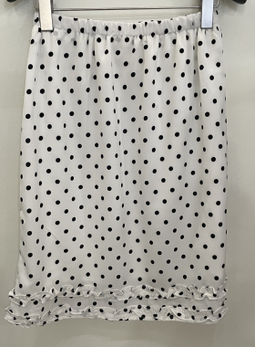 云朵2026新款早春波点韩系通勤休闲松紧腰木耳边半裙半身裙Z249