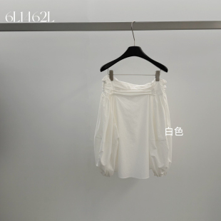 云朵设计26夏上新韩系百搭一字肩褶皱领宽松泡泡袖 6L1462C 衬衫