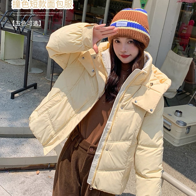 云朵设计短外套-风宽松绗缝保暖棉服外套(配可拆卸帽子)S9970