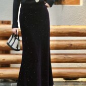 云朵家尾裙下摆拼对丝边优雅灵动高密加厚超保暖半身裙YS40 G448