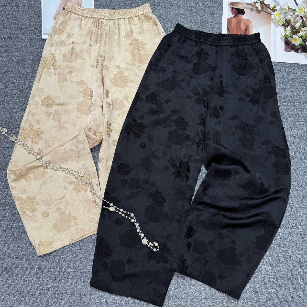 云朵2026早春上新中式提花镰刀裤休闲裤（含50真丝）YS3-zl-65276,女装/女士精品,休闲裤,淘宝优惠券,粉丝福利购,淘宝优惠卷