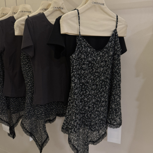 T恤两件套套装 简约套头短袖 3614 上新韩系淑女百搭碎花背心 云朵