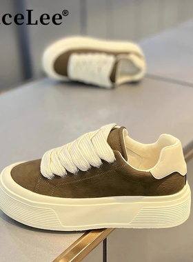 FaceLee男鞋秋冬款2025新款百搭休闲厚底板鞋男皮面防水运动板鞋