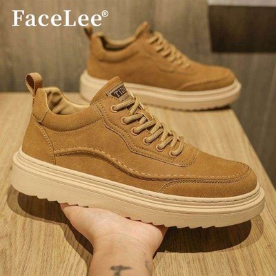 FaceLee男鞋2026春季新款厚底软底舒适上班休闲皮鞋棕色高级感鞋
