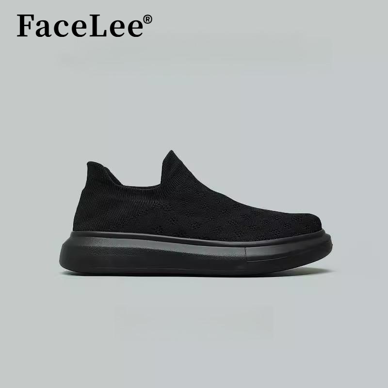 FaceLee一脚蹬男鞋飞织弹力网布套脚舒服透气袜子鞋休闲健步鞋