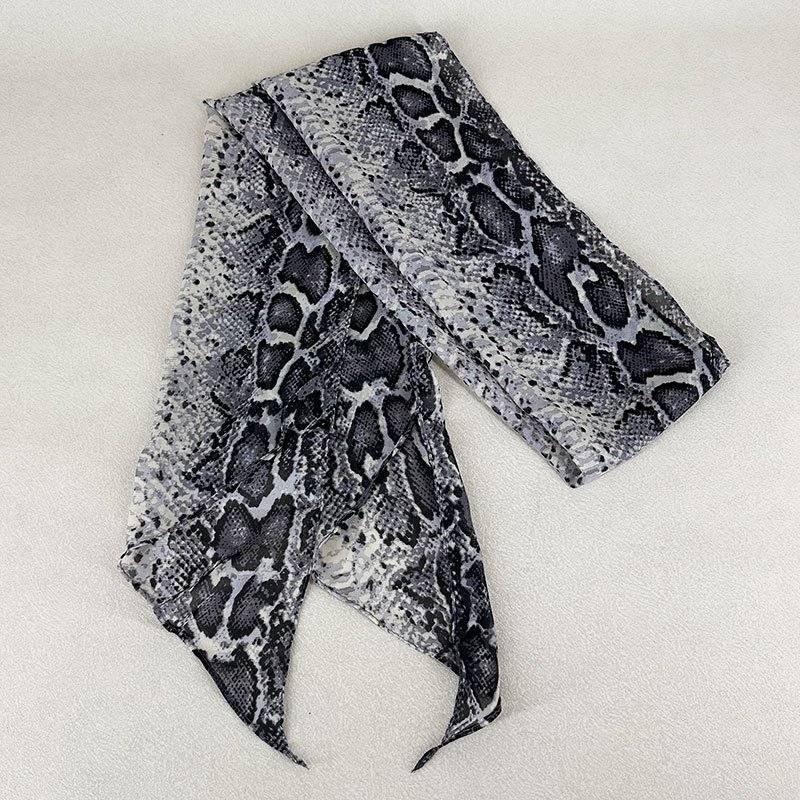 thumbnail for Spring fashion snake print silk scarf retro literary print high-end sense neck scarf thin versatile scarf for women