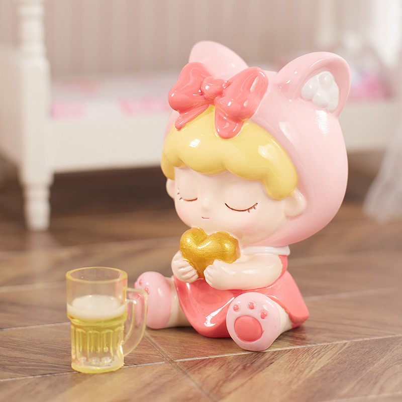 创意盲盒午夜派对可爱卡通桌面小摆件树脂公仔装饰品