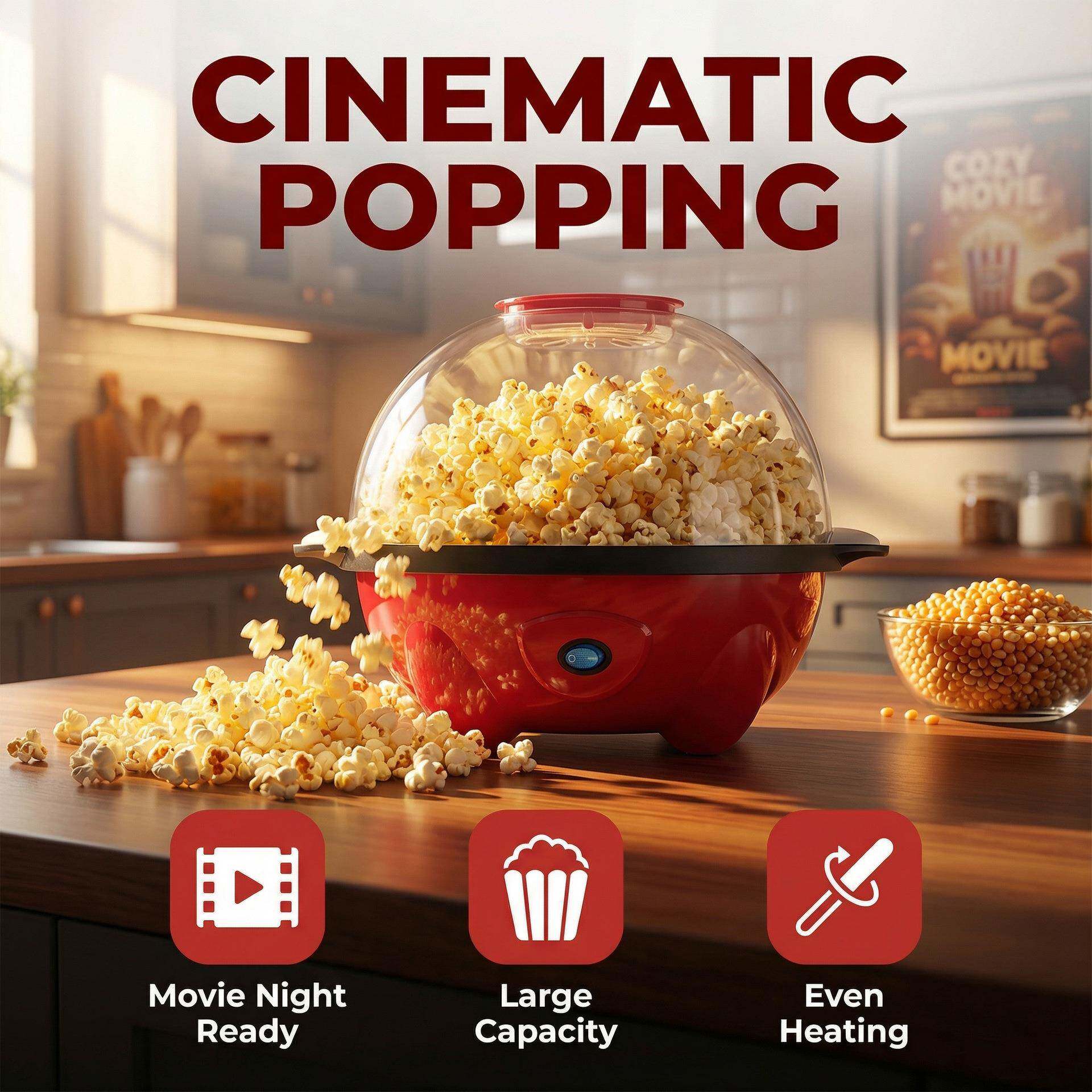 外贸出口欧规家用电热爆米花机大容量自动搅拌厨房DIY电器700W